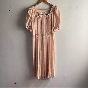 Vintage St Gillian by Kay Unger blush pink pleated silk midi bridesmaid dress